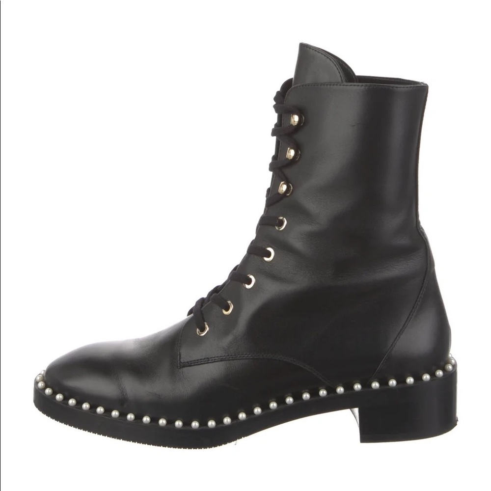 Stuart Weitzman pearl combat boots size 10